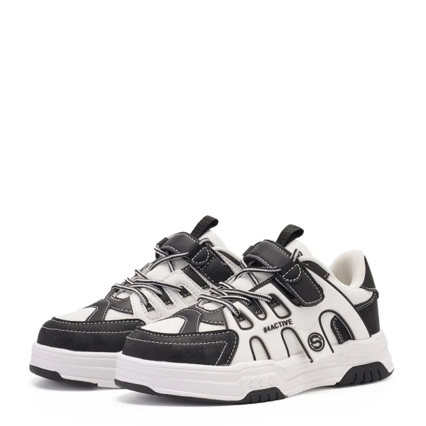 610673 | Полуботинки для школьников девочек Черно-молочный 33