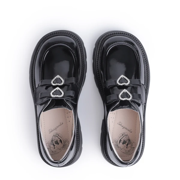 610188 | Полуботинки для школьников девочек Черный лак 32