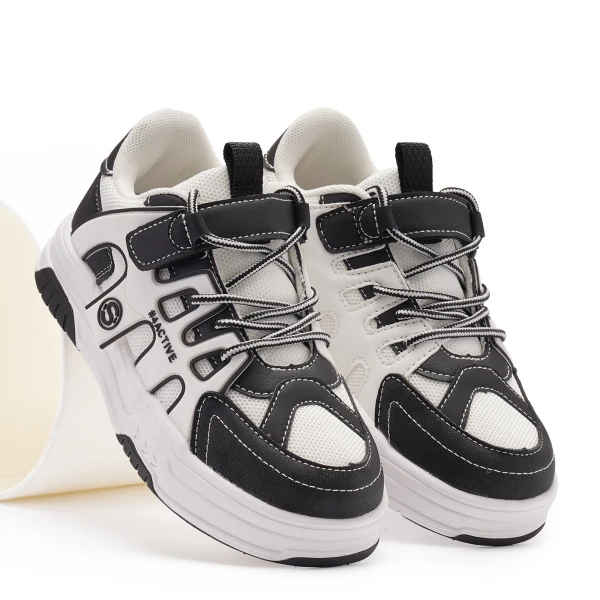 610673 | Полуботинки для школьников девочек Черно-молочный 33